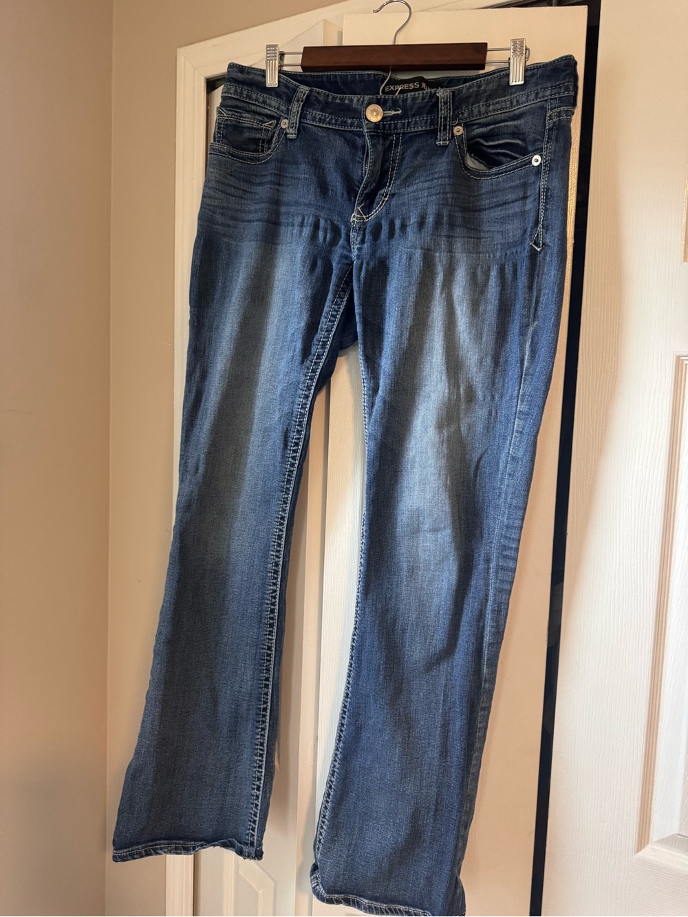 Y2K Express Stella Low Rise Bootcut Jeans Medium Dark Wash Flare Denim 10R